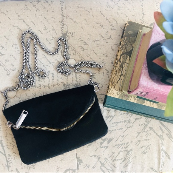 Free People Handbags - Free People Velvet Mini Crossbody Clutch